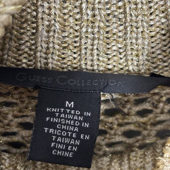 Vintage Guess Collection Women’s Eyelet Gold Sweater Turtleneck 90’s Y2K Medium - Picture 3 of 8